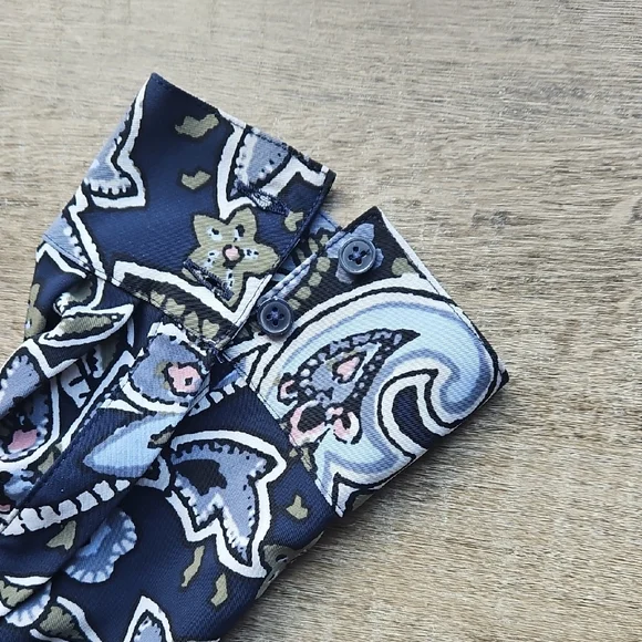 LOFT Navy Floral Long Sleeve Dress - Picture 7 of 7